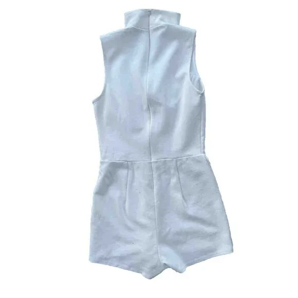 Blanc Women’s White Knit Cutout Mock Neck Romper Size M - Picture 6 of 7